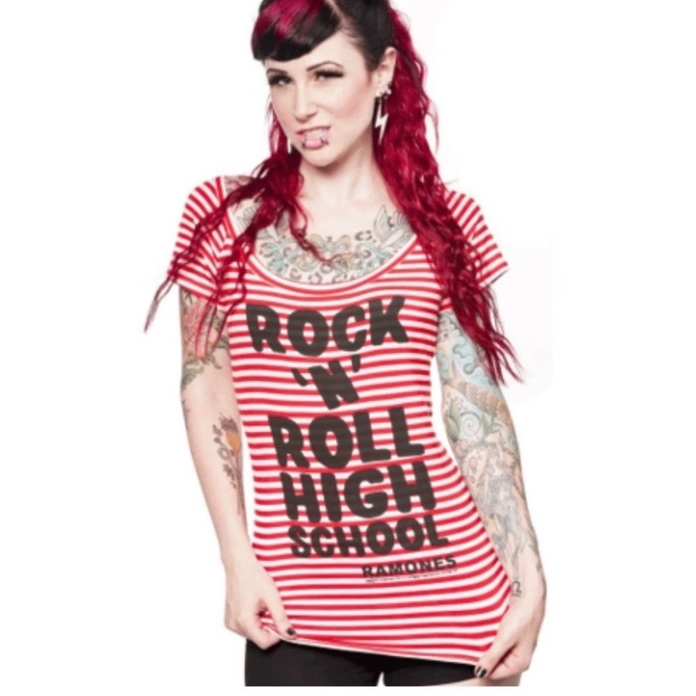 Sourpuss Ramones Striped Tee Rock n Roll High School